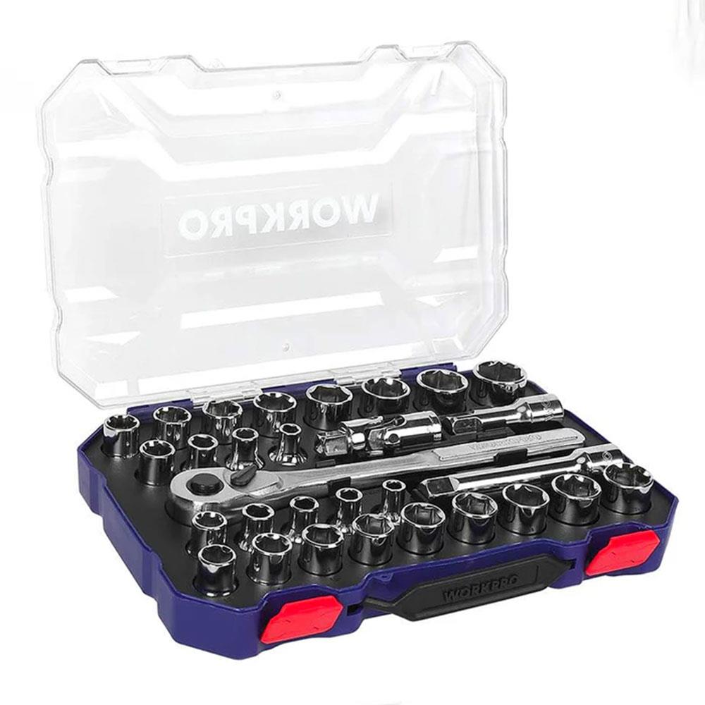 WORKPRO WP202525 30 Parça 1/2’’ CR-V Metrik/İnç Profesyonel Lokma Takımı - . Görsel