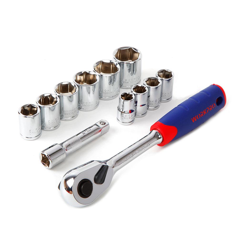 WORKPRO WP202557 12 Parça 3/8’’ CR-V Metrik Profesyonel Lokma Takımı - . Görsel