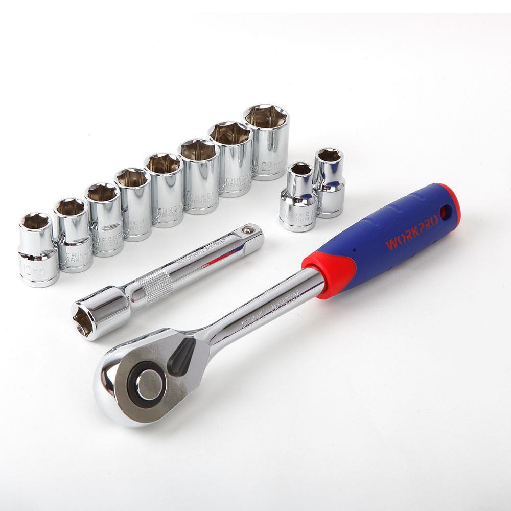 WORKPRO WP202558 12 Parça 1/2’’ CR-V Metrik Profesyonel Lokma Takımı - . Görsel