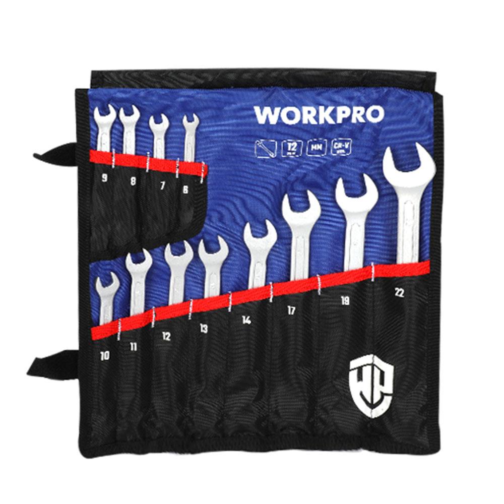 WORKPRO WP202576 6-22mm 12 Parça CR-V Profesyonel Kombine Anahtar Takımı + Bez Taşıma Kılıfı - . Görsel