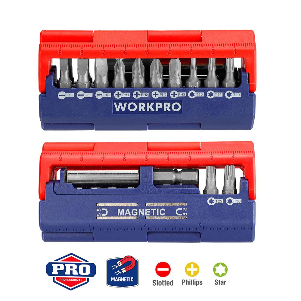 WORKPRO WP221062 13 Parça Manyetik CR-V Vidalama Bits Uç Seti - . Görsel