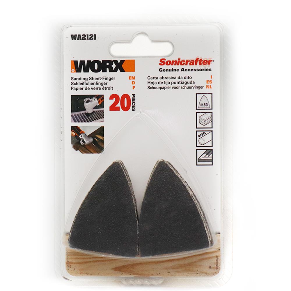 WORX WA2121 Çok Amaçlı Raspalama Makinası İçin 34x34mm 20Adet 80Kum Cırtlı Universal Parmak Zımpara Kâğıdı - . Görsel