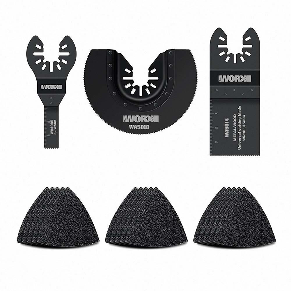 WORX WA5099 18 Parça Universal Metal, Ahşap Kesme ve Zımpara Kâğıdı Aksesuar Seti - . Görsel