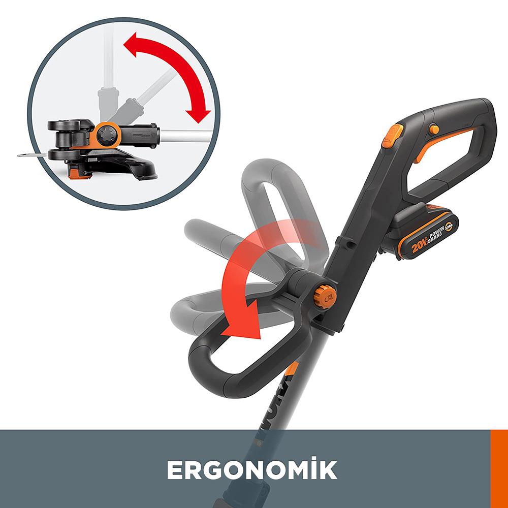 WORX WG163E.9 20Volt 30cm Profesyonel Teleskobik Misinalı Çim ve Kenar Kesme (Akü Dahil Değildir) - . Görsel