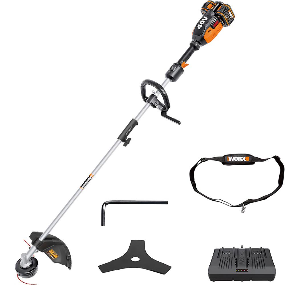 WORX WG186E.1 40Volt 4.0Ah. Li-ion 38cm Profesyonel Çok Fonksiyonlu Misinalı Çim Kesme + Tırpan - . Görsel