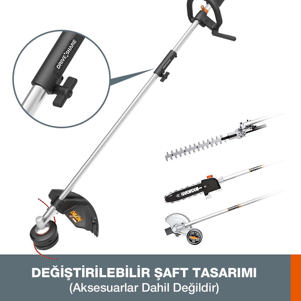 WORX WG186E.1 40Volt 4.0Ah. Li-ion 38cm Profesyonel Çok Fonksiyonlu Misinalı Çim Kesme + Tırpan - . Görsel
