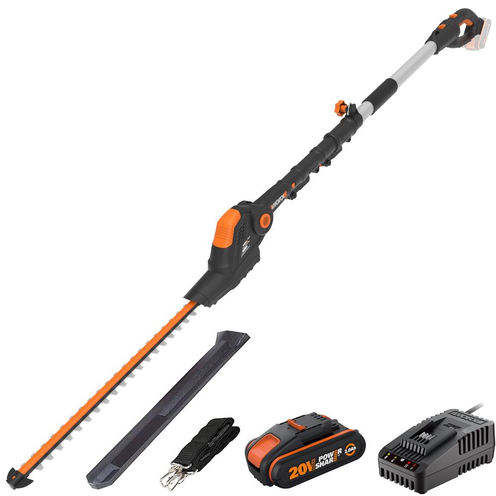 WORX WG252E 20Volt 2.0Ah Li-ion Tek Akülü 45CM Profesyonel Teleskobik Saplı Açı Ayarlı Çit Budama - . Görsel