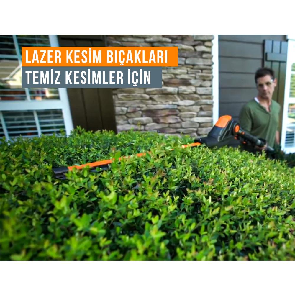 WORX WG252E 20Volt 2.0Ah Li-ion Tek Akülü 45CM Profesyonel Teleskobik Saplı Açı Ayarlı Çit Budama - . Görsel