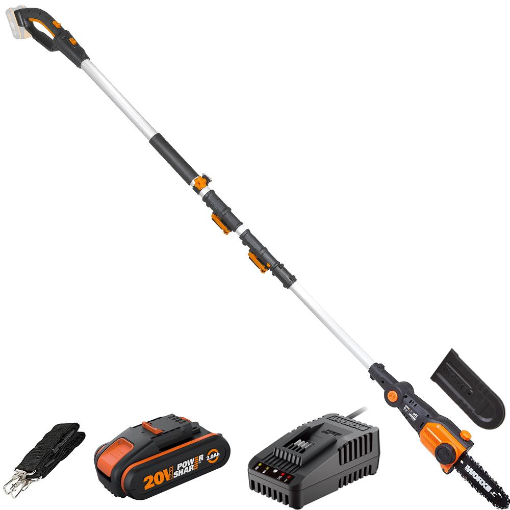 WORX WG349E 20Volt 2.0Ah Li-ion Tek Akülü 20CM Profesyonel Teleskobik Saplı Açı Ayarlı Zincirli Dal Budama - . Görsel