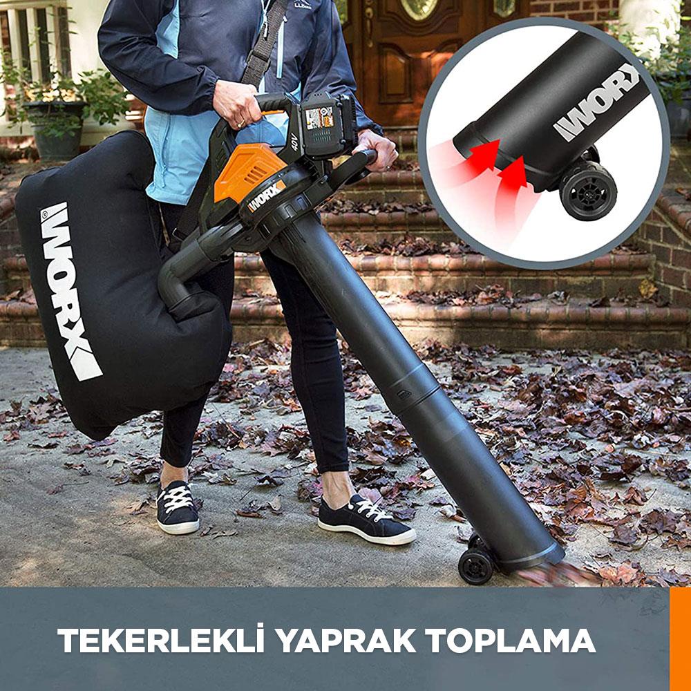 WORX WG583E 40Volt 4.0Ah. Li-ion Kömürsüz Profesyonel Yaprak Toplama ve Üfleme - . Görsel