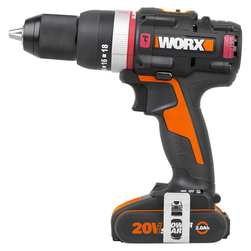 WORX WX-JCR 20Volt/2.0Ah Li-ion Çift Akülü Kömürsüz Profesyonel Darbeli Şarjlı Matkap - . Görsel