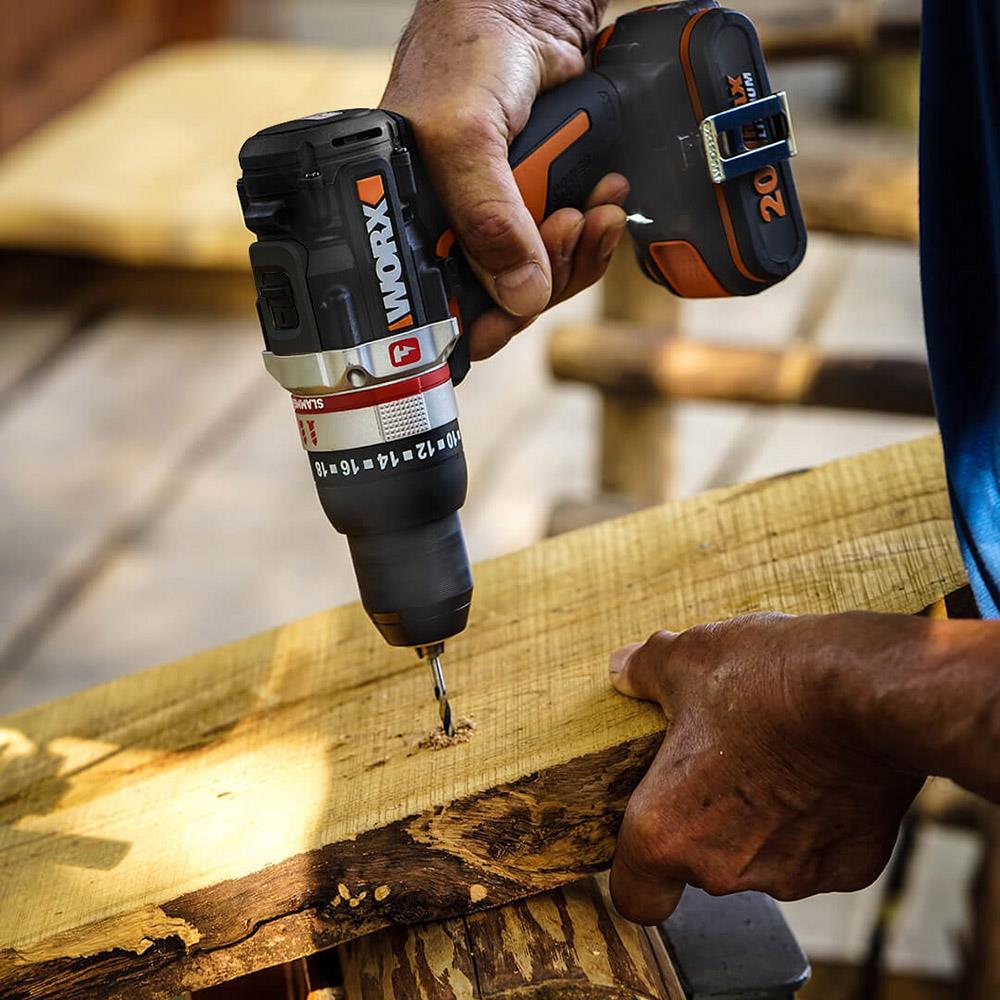 WORX WX-JCR 20Volt/2.0Ah Li-ion Çift Akülü Kömürsüz Profesyonel Darbeli Şarjlı Matkap - . Görsel