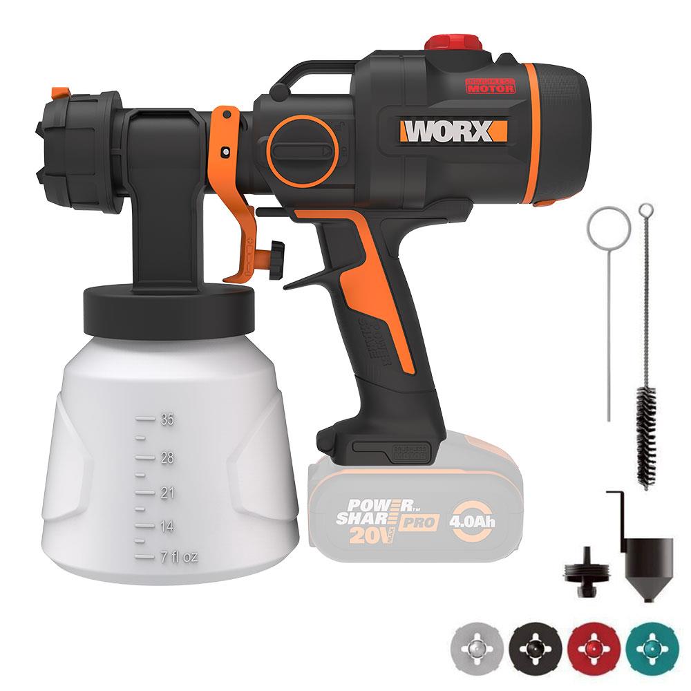 WORX WX020.9 20Volt Kömürsüz Devir Ayarlı Boya Tabancası + 4 Parça Yedek Nozul/Meme (Akü Dahil Değildir) - . Görsel