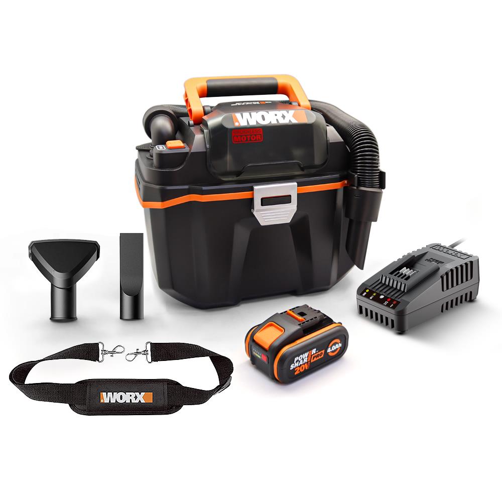 WORX WX031 20Volt 4.0Ah. 200W/16Kpa Li-ion Kömürsüz Flexi Esnek Hortumlu Profesyonel Şarjlı Islak/Kuru Süpürge & Üfleme - . Görsel