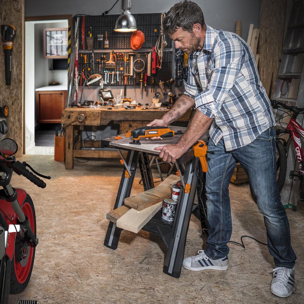 WORX WX051 Çok Fonksiyonlu Katlanabilir Çalışma Tezgâhı + 2 Adet Tetik İşkence - . Görsel