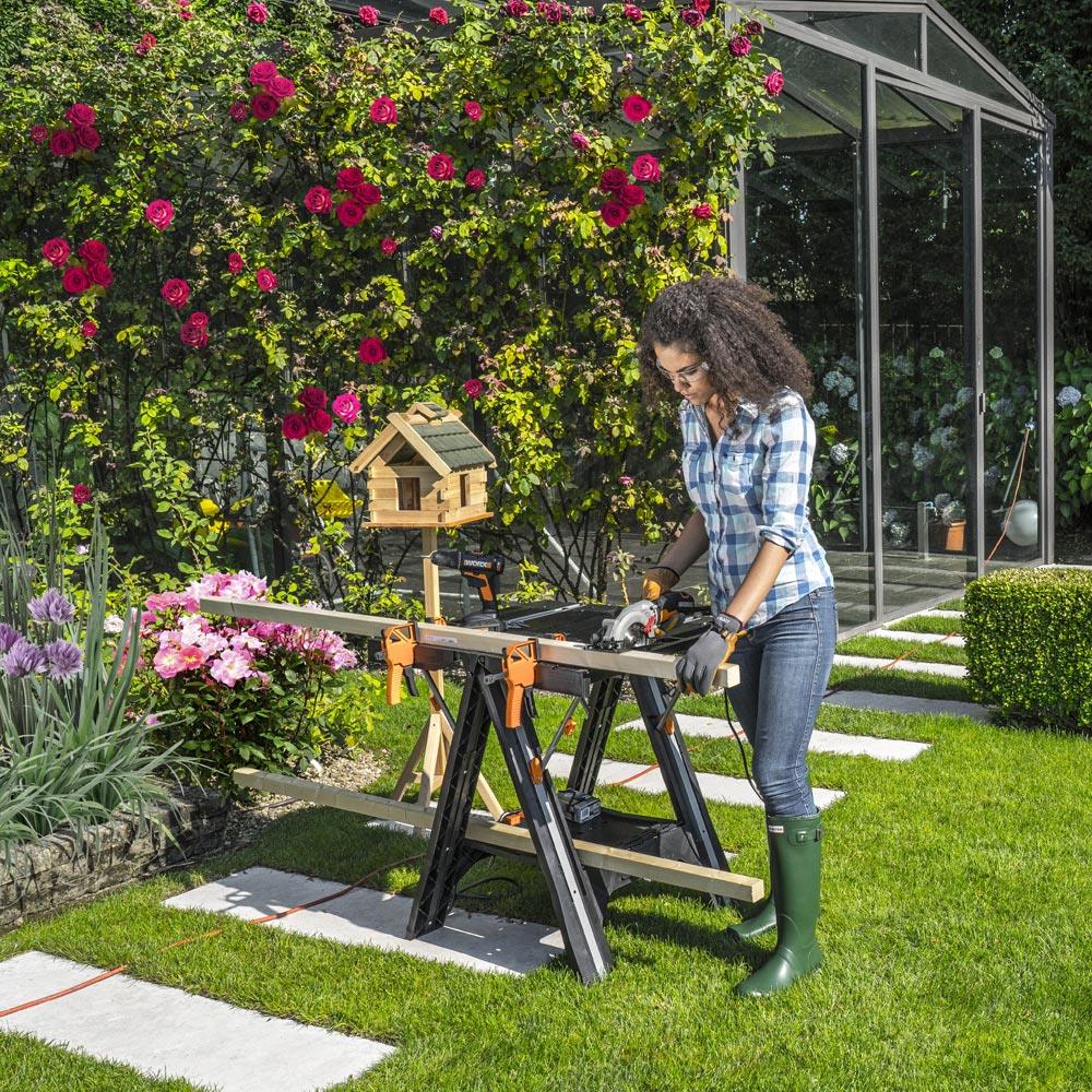 WORX WX051 Çok Fonksiyonlu Katlanabilir Çalışma Tezgâhı + 2 Adet Tetik İşkence - . Görsel