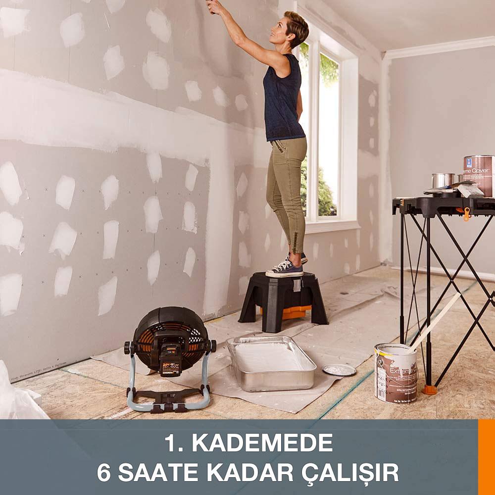 WORX WX095 20Volt 2.0Ah. Li-ion 242mm Profesyonel Hibrit Şantiye Fanı/Vantilatör - . Görsel