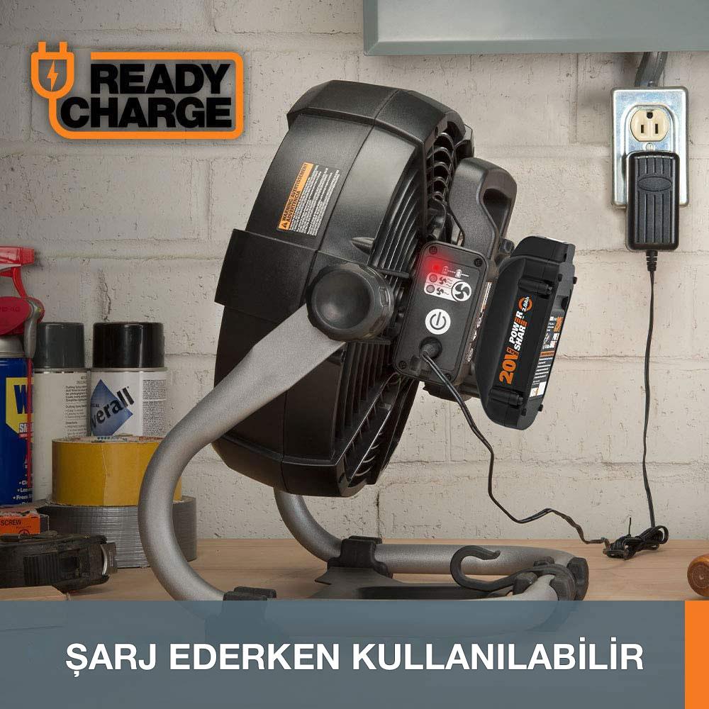 WORX WX095 20Volt 2.0Ah. Li-ion 242mm Profesyonel Hibrit Şantiye Fanı/Vantilatör - . Görsel