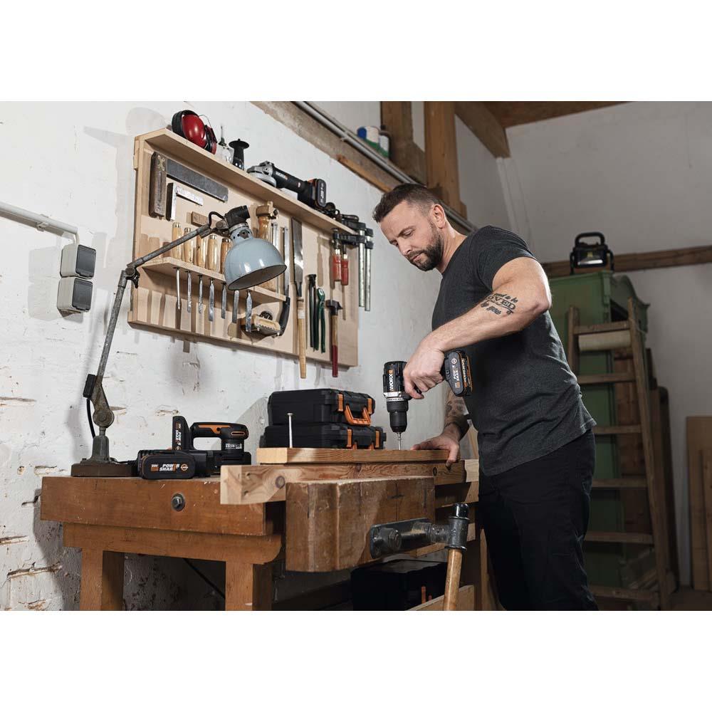 WORX WX102 20Volt/2.0Ah Li-ion Çift Akülü Kömürsüz Profesyonel Şarjlı Matkap - . Görsel