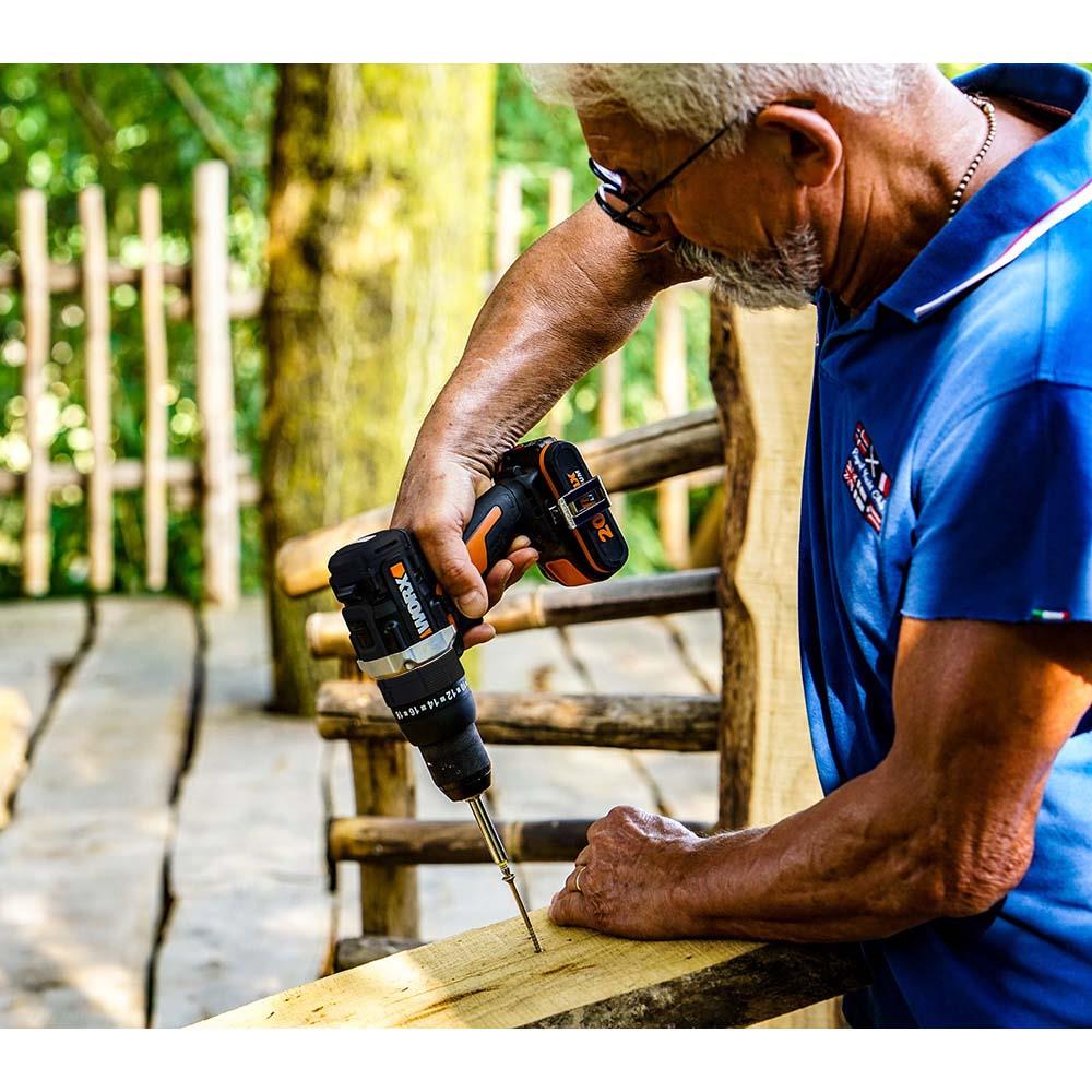 WORX WX102 20Volt/2.0Ah Li-ion Çift Akülü Kömürsüz Profesyonel Şarjlı Matkap - . Görsel