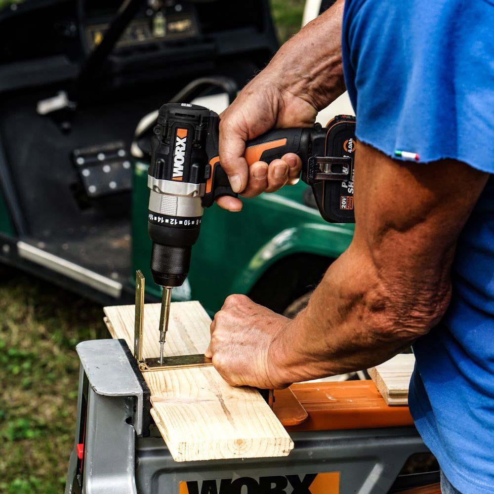 WORX WX102 20Volt/2.0Ah Li-ion Çift Akülü Kömürsüz Profesyonel Şarjlı Matkap - . Görsel