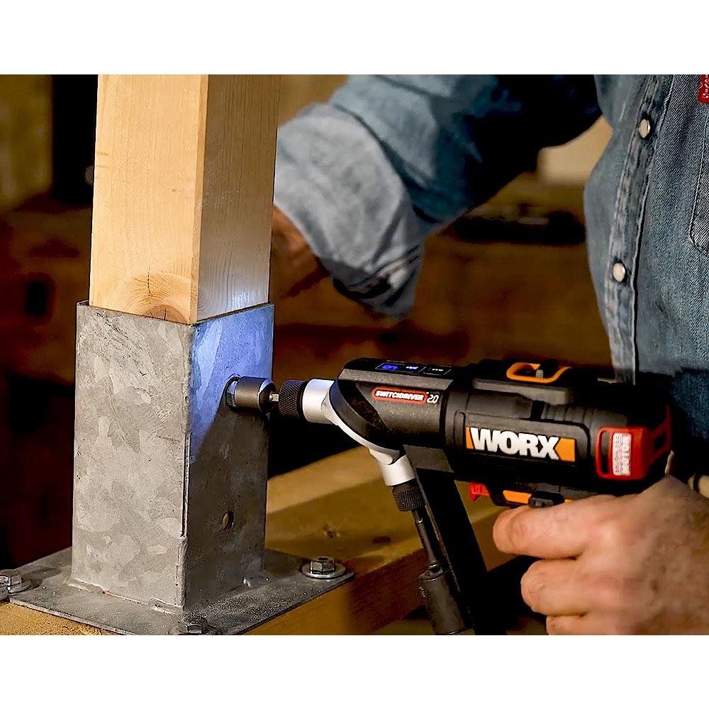 WORX WX177 20Volt/2.0Ah Li-ion Döner Kafa ve Çift Mandrenli Profesyonel Kömürsüz Şarjlı Matkap + 6 Parça Uç - . Görsel