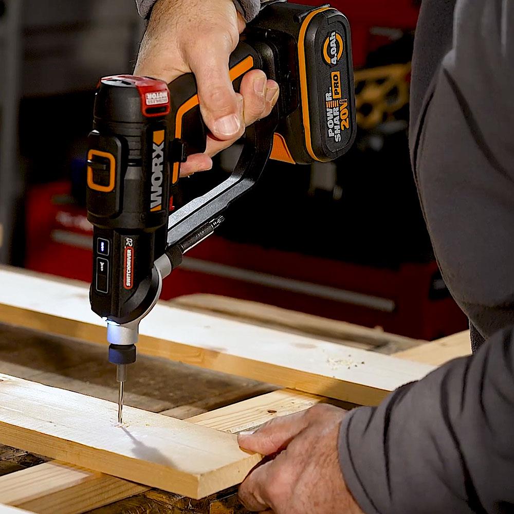 WORX WX177 20Volt/2.0Ah Li-ion Döner Kafa ve Çift Mandrenli Profesyonel Kömürsüz Şarjlı Matkap + 6 Parça Uç - . Görsel