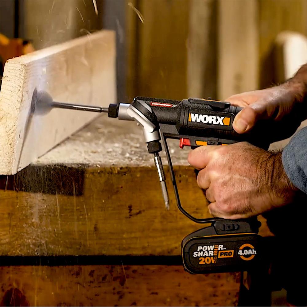 WORX WX177.9 20Volt Döner Kafa ve Çift Mandrenli Profesyonel Kömürsüz Şarjlı Matkap + 6 Parça Uç (Akü Dahil Değildir) - . Görsel