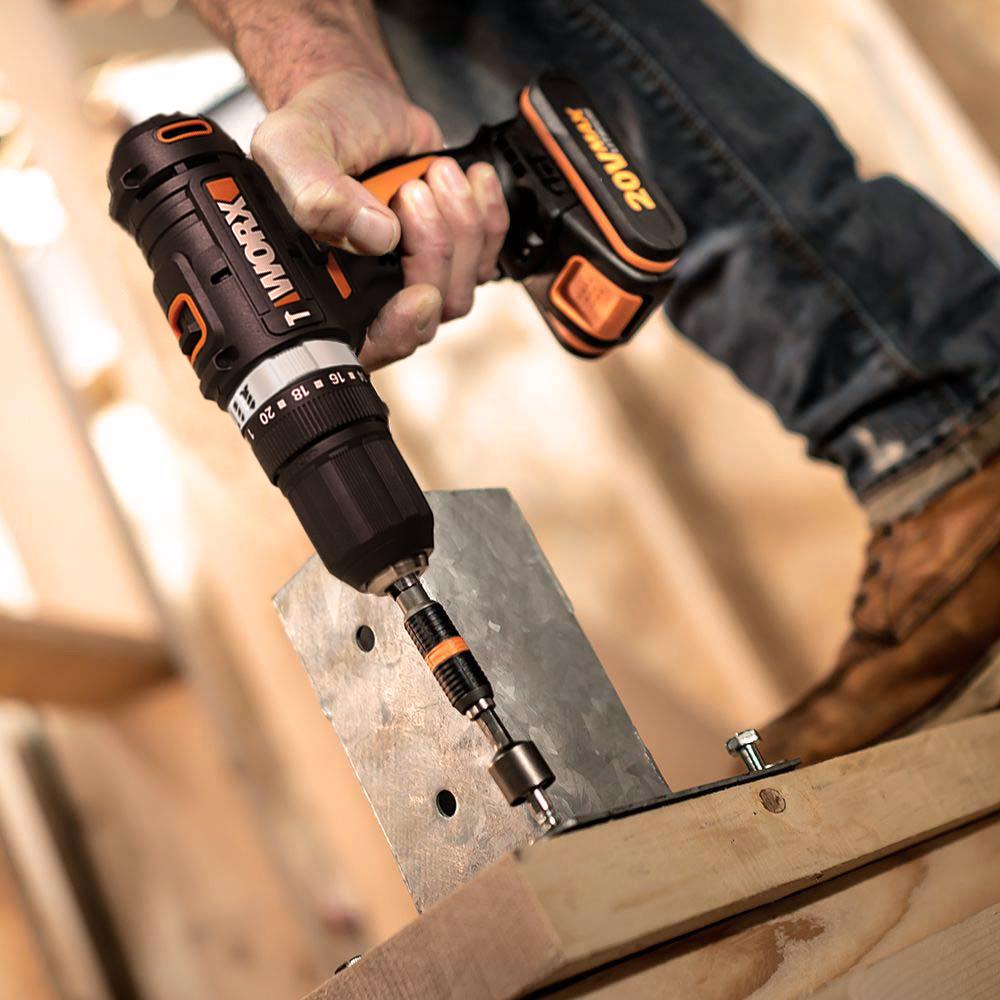 WORX WX370.1 20Volt/2.0Ah. Li-ion Çift Akülü Profesyonel Şarjlı Darbeli Matkap - . Görsel