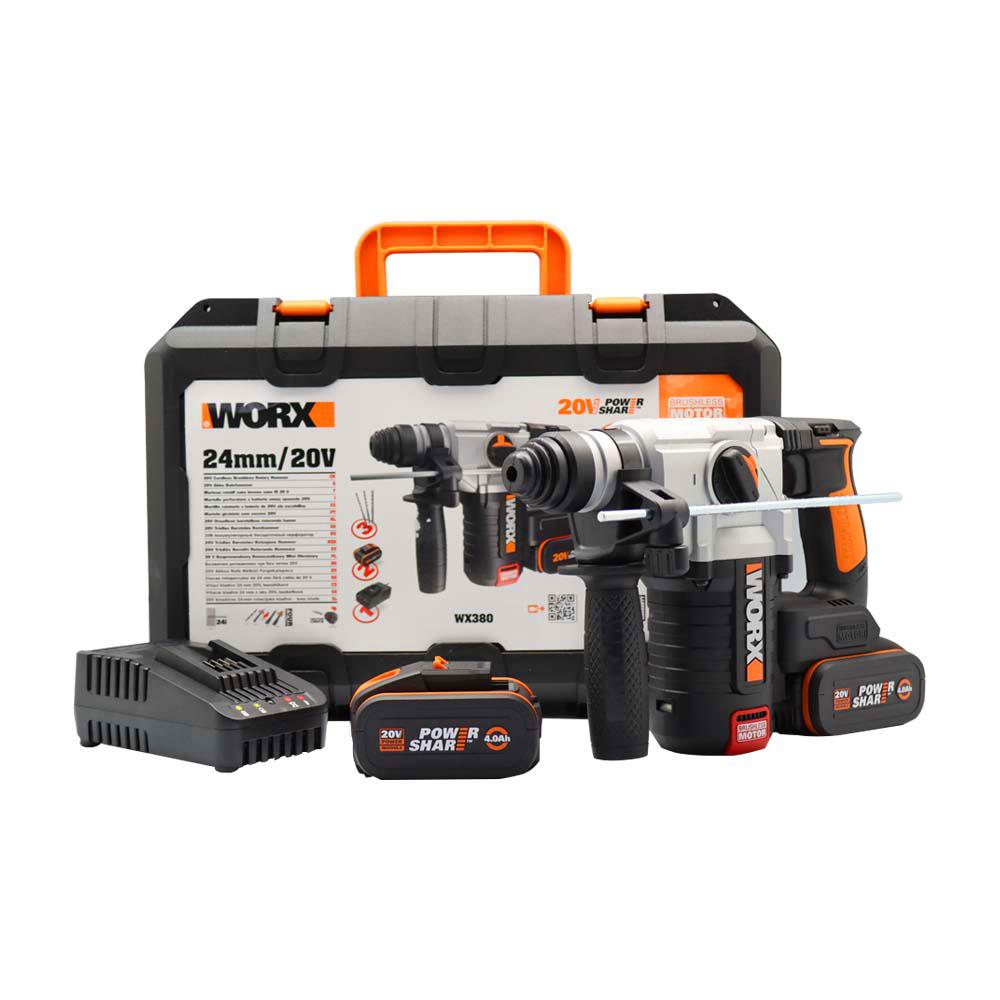 WORX WX380 20Volt 4.0Ah. 2.2J Li-ion Çift Akülü Şarjlı Profesyonel SDS-Plus Pnömatik Kırıcı/Delici - . Görsel