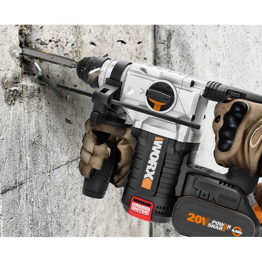 WORX WX380.9 20Volt 2.2J Profesyonel SDS-Plus Pnömatik Kırıcı/Delici (Akü Dahil Değildir) - . Görsel