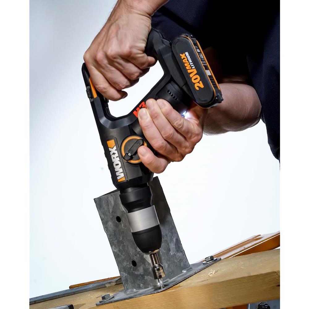 WORX WX390.1 20Volt 2.0Ah. Li-ion 1.2J Profesyonel SDS-Plus Pnömatik Çift Akülü Şarjlı Matkap + 8 Adet Uç + Mandren - . Görsel