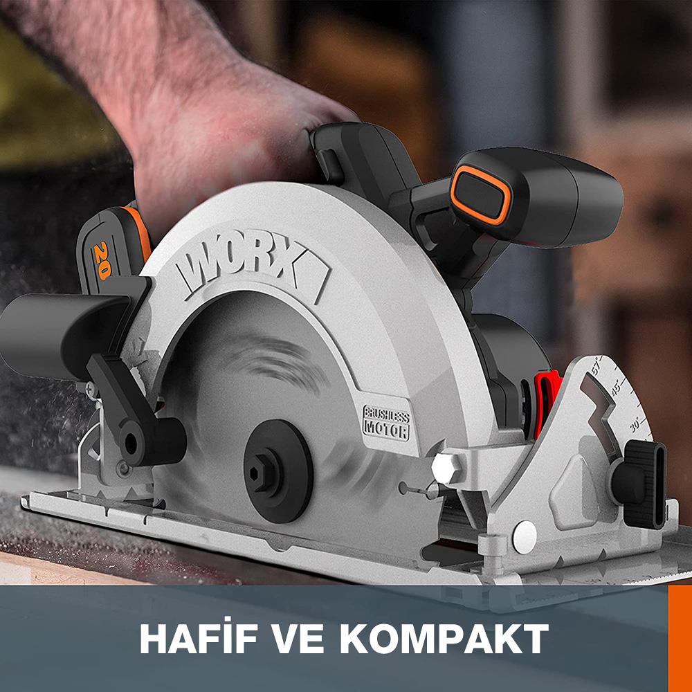 WORX WX520 20Volt 4.0Ah. Li-ion Kömürsüz Profesyonel Daire Testere - . Görsel
