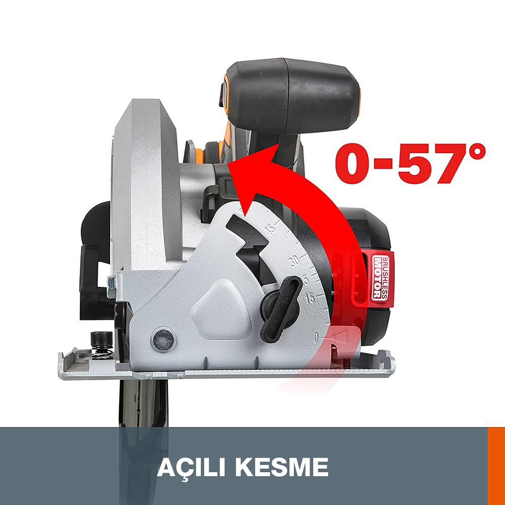 WORX WX520 20Volt 4.0Ah. Li-ion Kömürsüz Profesyonel Daire Testere - . Görsel