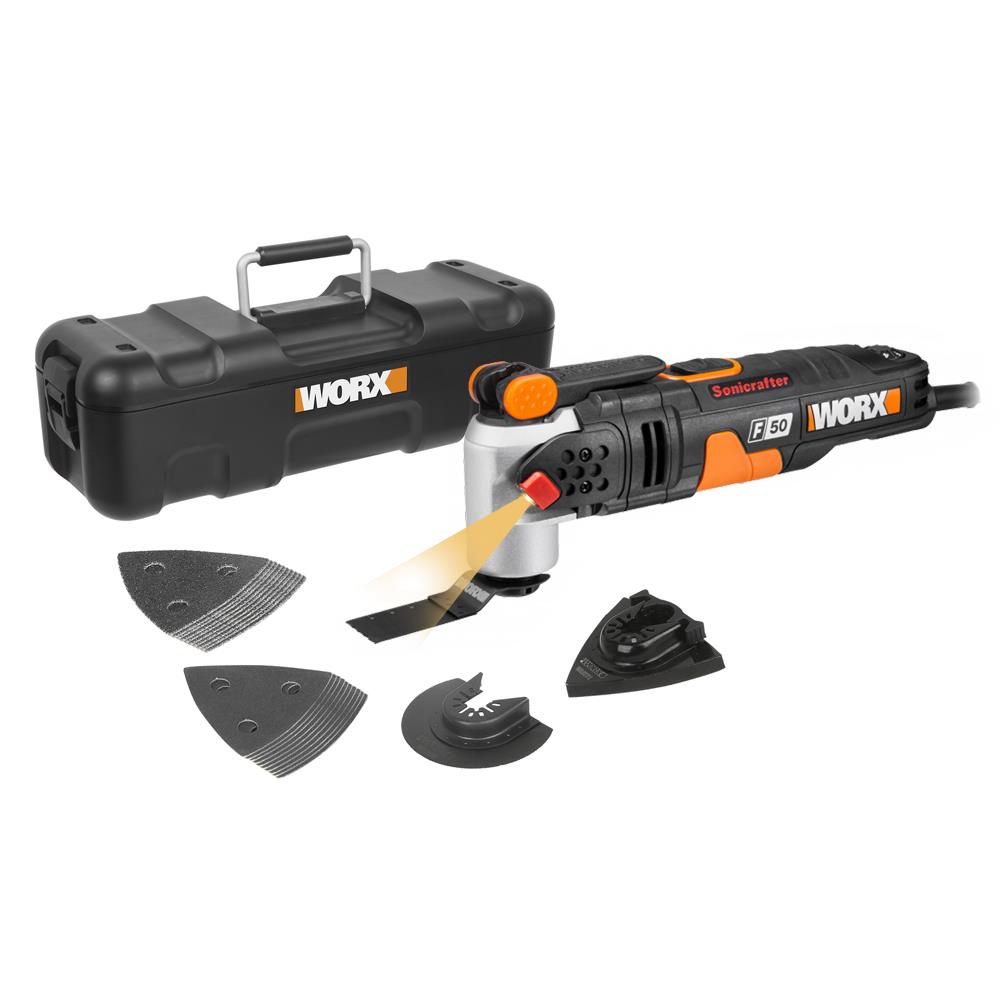 WORX WX681 450Watt Profesyonel Çok Amaçlı Devir Ayarlı Kesme Raspalama ve Zımpara + 39 Adet Aksesuar - . Görsel