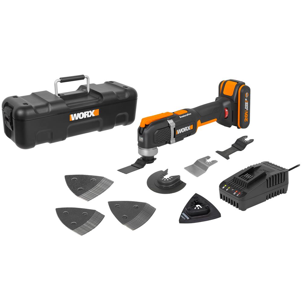 WORX WX696 20Volt 2.0Ah. Li-ion Profesyonel Çok Amaçlı Devir Ayarlı Şarjlı Kesme, Raspalama ve Zımpara - . Görsel