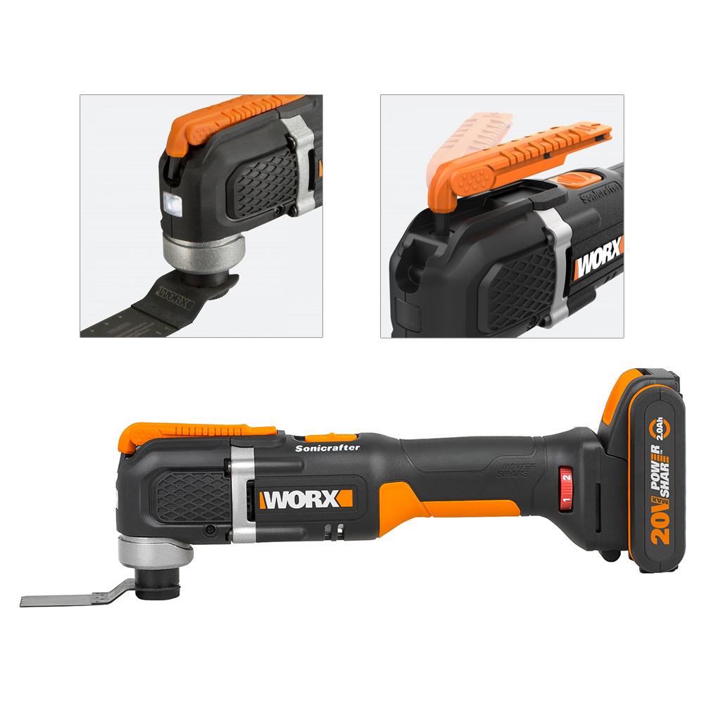 WORX WX696 20Volt 2.0Ah. Li-ion Profesyonel Çok Amaçlı Devir Ayarlı Şarjlı Kesme, Raspalama ve Zımpara - . Görsel