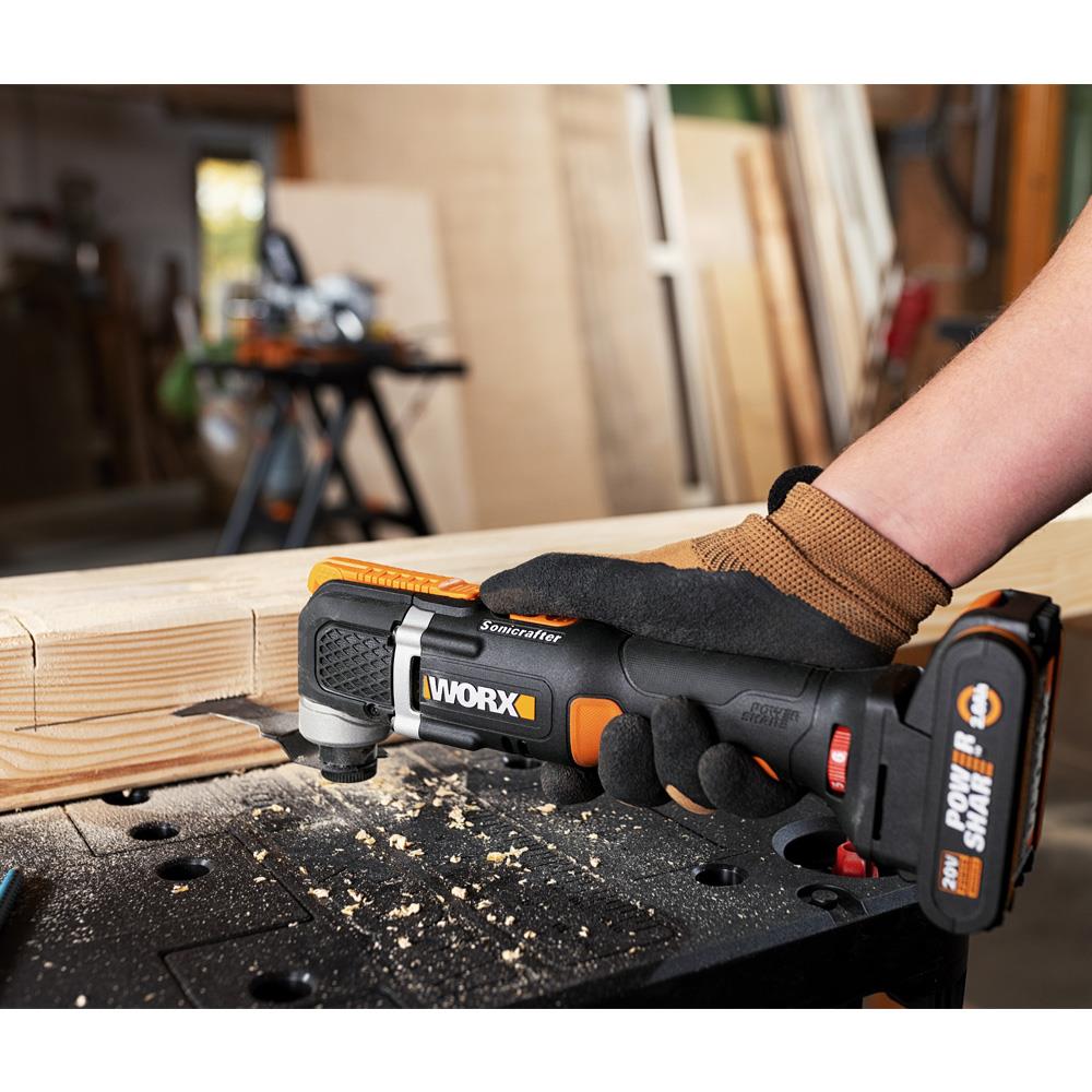 WORX WX696 20Volt 2.0Ah. Li-ion Profesyonel Çok Amaçlı Devir Ayarlı Şarjlı Kesme, Raspalama ve Zımpara - . Görsel