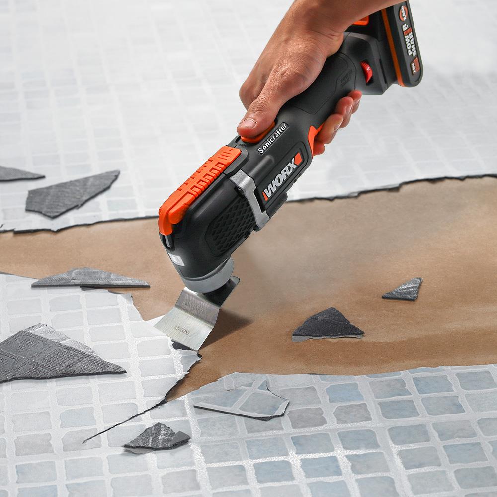 WORX WX696 20Volt 2.0Ah. Li-ion Profesyonel Çok Amaçlı Devir Ayarlı Şarjlı Kesme, Raspalama ve Zımpara - . Görsel
