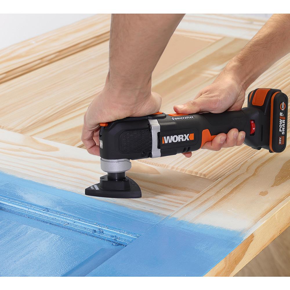 WORX WX696 20Volt 2.0Ah. Li-ion Profesyonel Çok Amaçlı Devir Ayarlı Şarjlı Kesme, Raspalama ve Zımpara - . Görsel