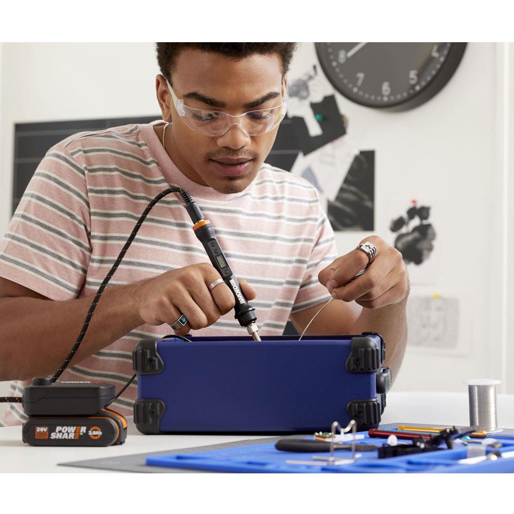 WORX WX744.9 MAKERX 20Volt Profesyonel Dijital Lehim Tabancası + 12 Aksesuar (Akü Dahil Değildir) - . Görsel