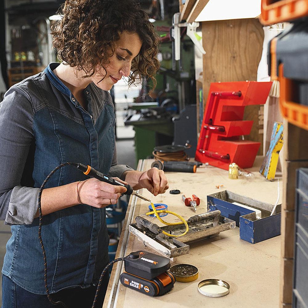 WORX WX744.9 MAKERX 20Volt Profesyonel Dijital Lehim Tabancası + 12 Aksesuar (Akü Dahil Değildir) - . Görsel