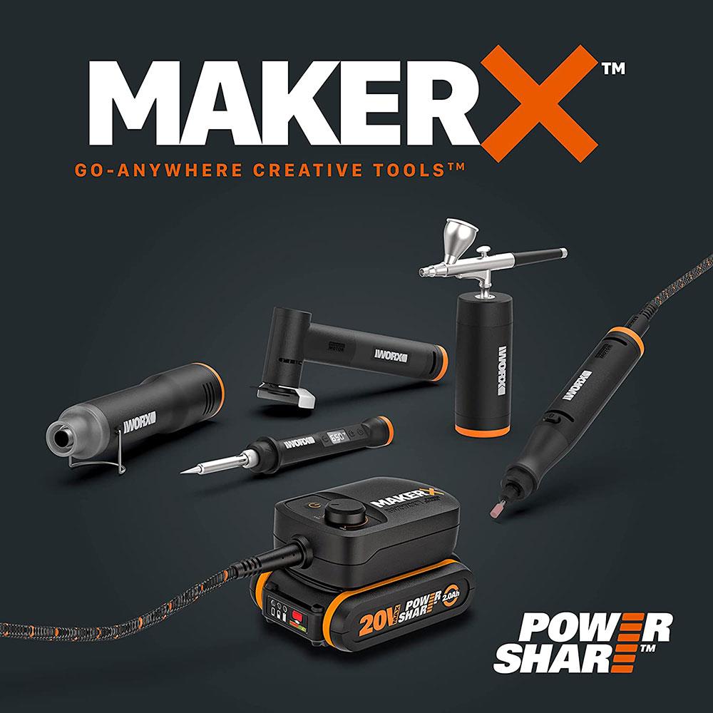 WORX WX744.9 MAKERX 20Volt Profesyonel Dijital Lehim Tabancası + 12 Aksesuar (Akü Dahil Değildir) - . Görsel