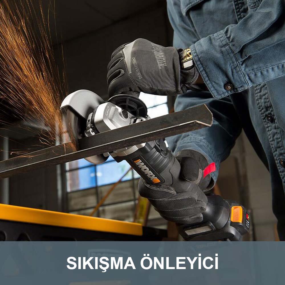 WORX WX813 20Volt 4.0Ah. Li-ion Tek Akülü 115mm Kömürsüz Profesyonel Şarjlı Avuç Taşlama - . Görsel