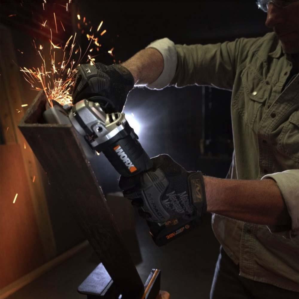 WORX WX813 20Volt 4.0Ah. Li-ion Tek Akülü 115mm Kömürsüz Profesyonel Şarjlı Avuç Taşlama - . Görsel