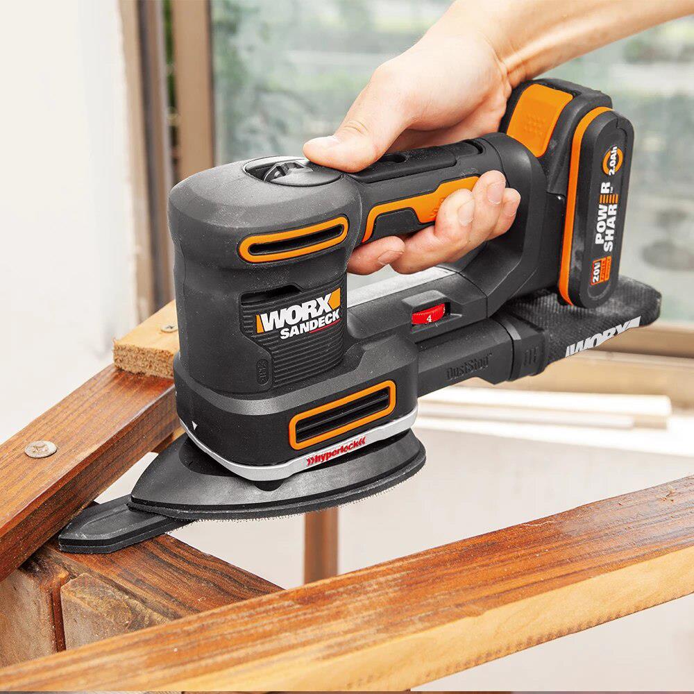 WORX WX820 20Volt 2.0Ah. Li-ion Profesyonel Devir Ayarlı Çok Amaçlı Şarjlı Zımpara - . Görsel