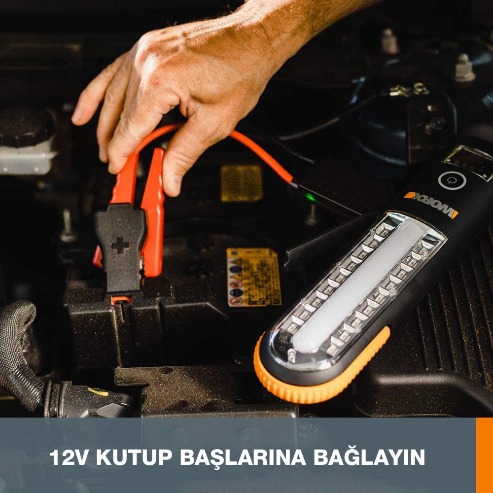 WORX WX852.1 12V 500Amp Lityum-Polymer Akü Takviye + Powerbank + Led Lamba - . Görsel